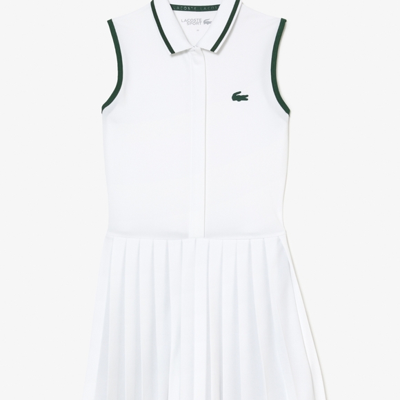 Lacoste White Polo Dress with Green Trim 42-10 Tennis Prep Athletic - Picture 1 of 1